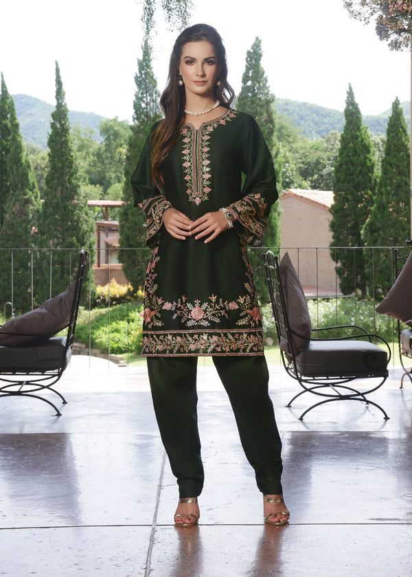 Gul e Rana - Bottle green - 2 pieces - Cotton