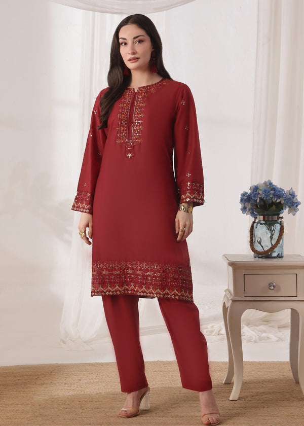 Mehar - Maroon - 2 pieces - Cotton