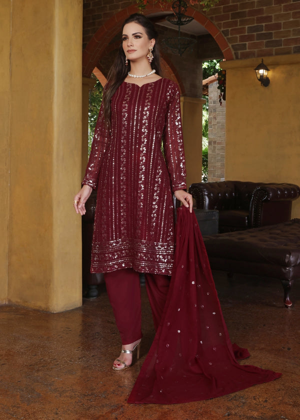 Chandni Maroon - 3 pieces