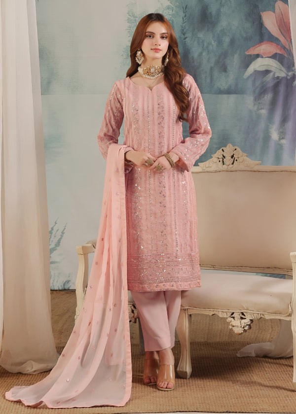 Chandni Tea rose pink - 3 pieces