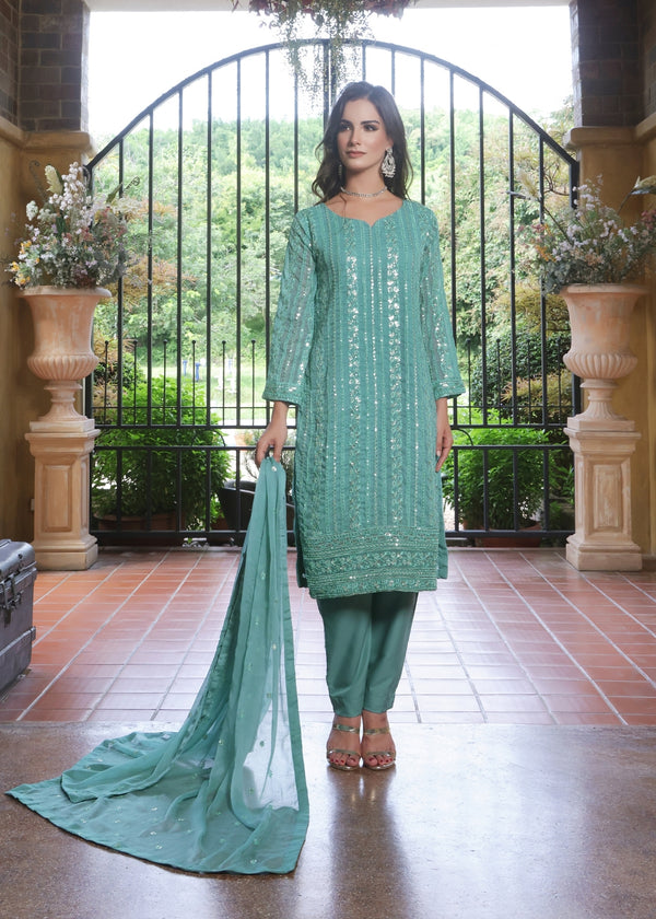 Chandni Light Cyan - 3 pieces